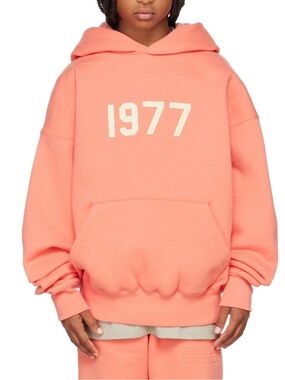 Essentials Coral Crewneck Hoodie with 1977 Print